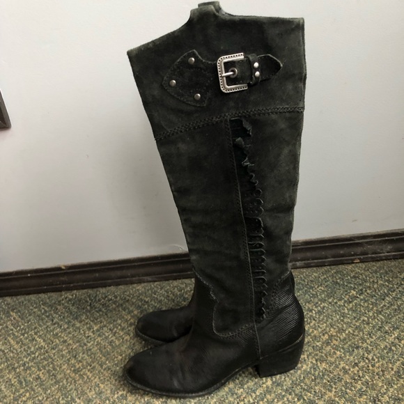 Franco Sarto Suede Western Gothic Witchy Boots - Picture 4 of 12